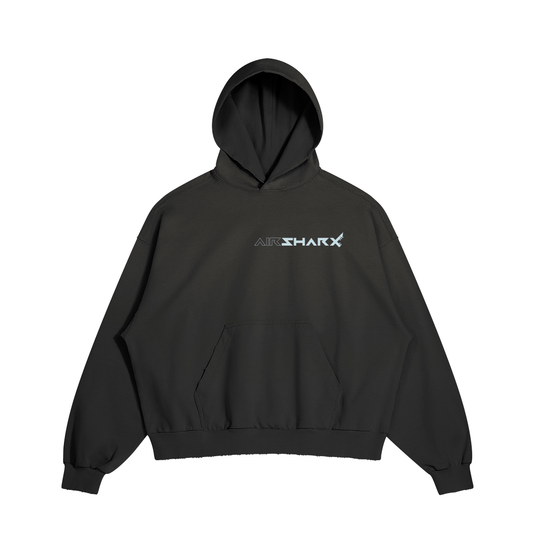 Hoddie GREAT SHARX - faded Balck Distressed - AIRSHARX®
